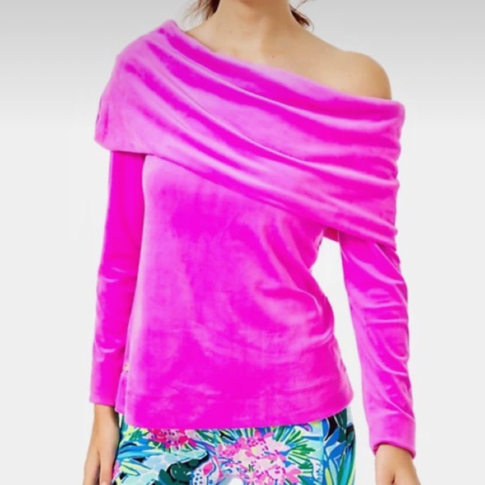 Lilly Pulitzer Bright Pink Off-Shoulder Sweater